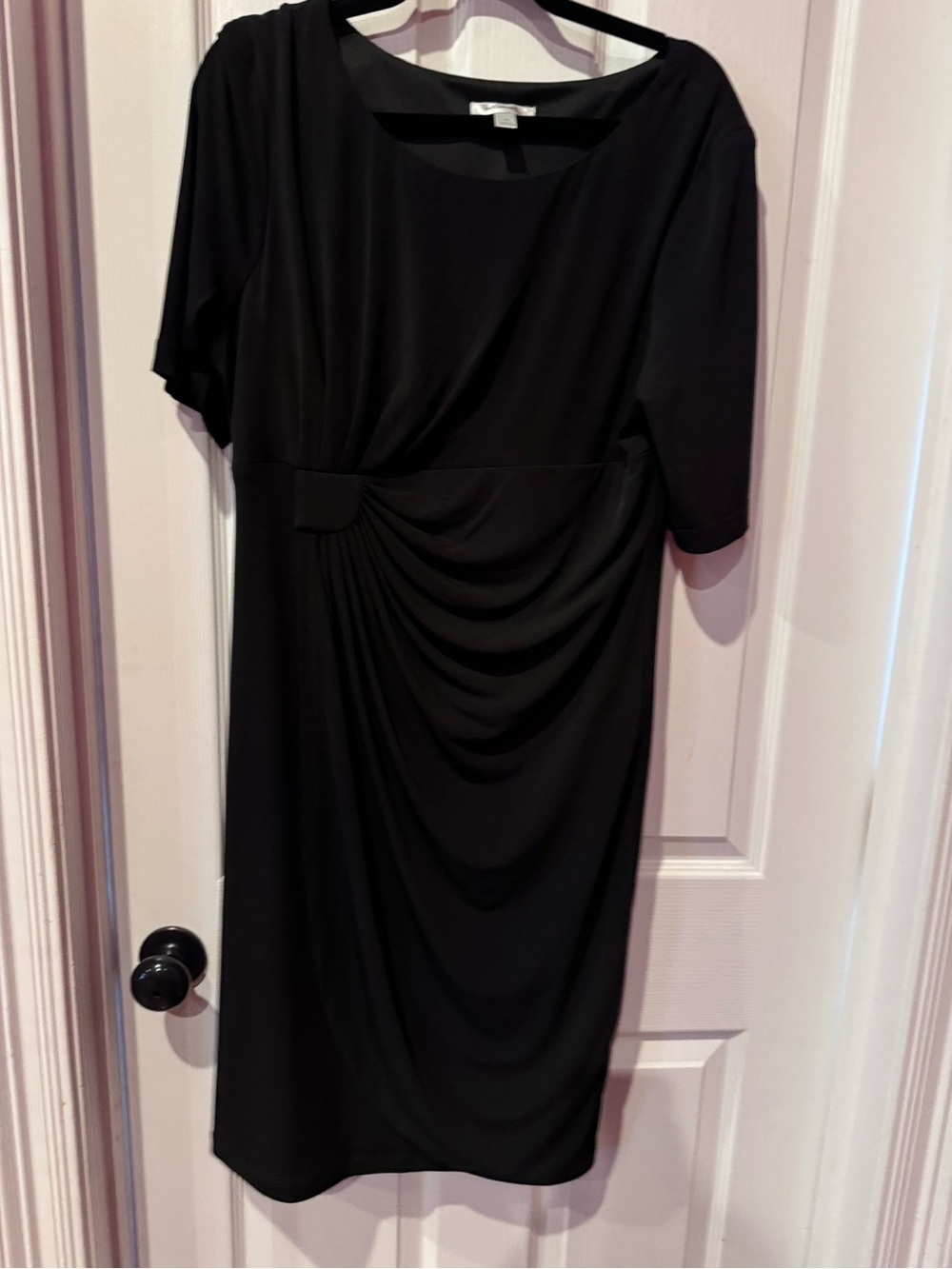 Dress Barn Black Midi Dress with Draped Waist Detail